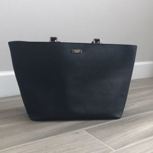 Gently used black leather Kate Spade tote bag